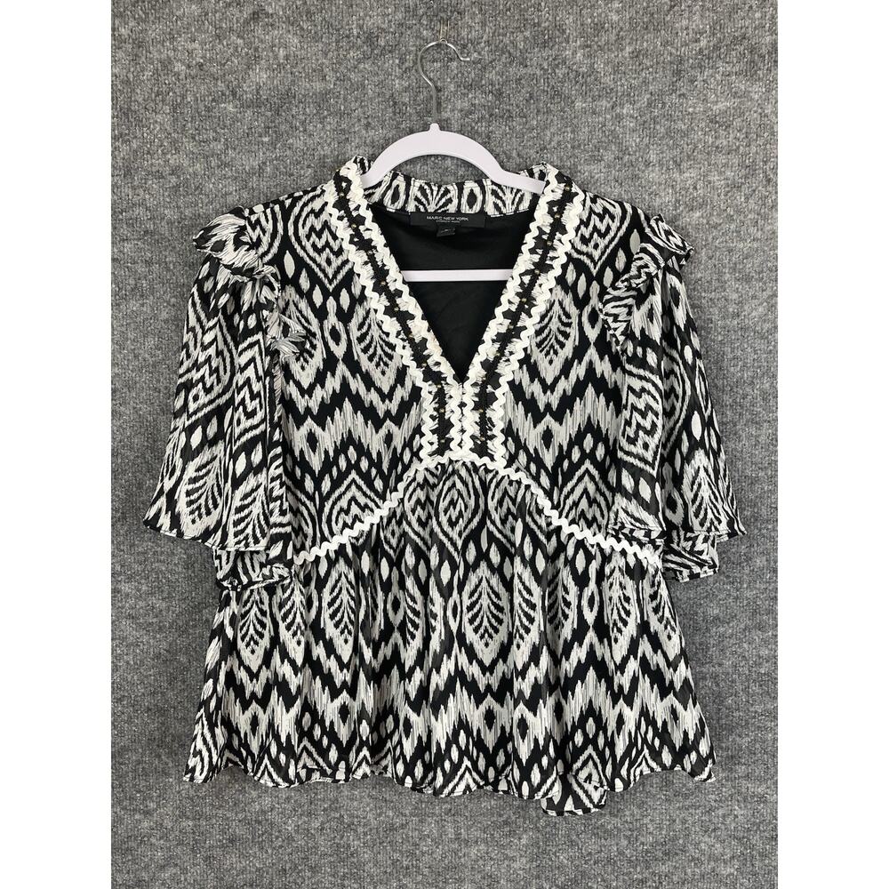Marc New York Top Black and White Geometric Blouse Color: Black/White Size: M